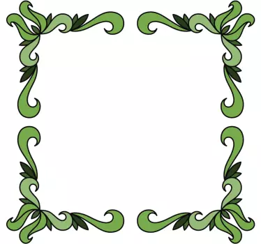 Green ornamental flower frame  mirror sticker - TenStickers