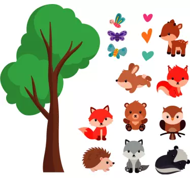 Cheerful forest animals wild animal sticker - TenStickers