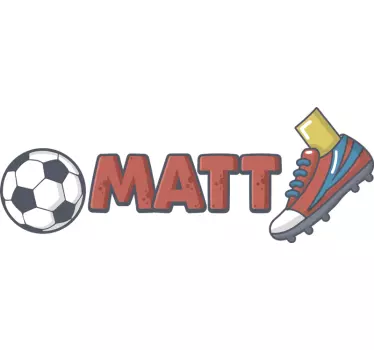 Personalised ball and shoes football wall sticker - TenStickers