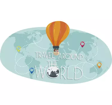Colourful world map with air balloons wall sticker - TenStickers