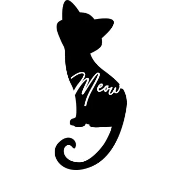 Meow cat silhouette wall decal - TenStickers