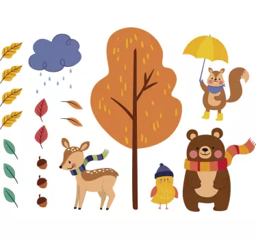 Animal autumn environment wild animal sticker - TenStickers