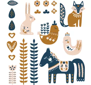 Nordic animal Kids Bedroom Wall Sticker - TenStickers