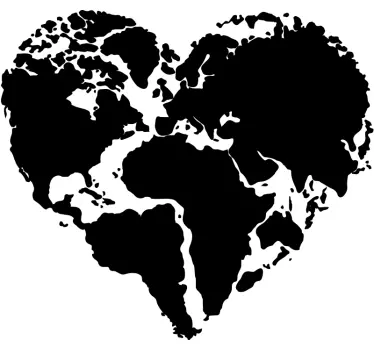World map heart form sticker - TenStickers