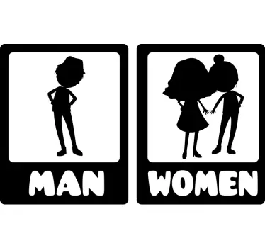 Funny man and woman  toilet door sticker - TenStickers