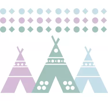 Teepee tent in pastel colours Childrens Bedroom Wall Sticker - TenStickers