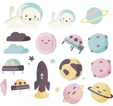 Astronauts in Space kids sticker - TenStickers