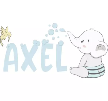 Baby elephant illustration wall art - TenStickers