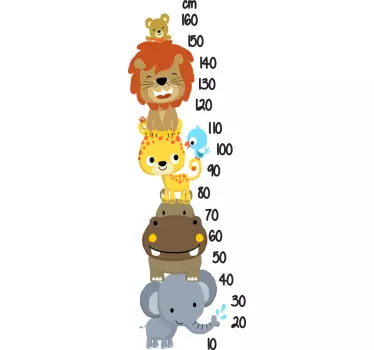 Meter with animals stacked height chart wall decal - TenStickers
