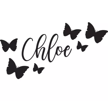 Customized name with flying butterfly kids room wall sticker - TenStickers