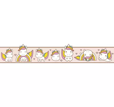 Adorable unicorn personalities wall border sticker - TenStickers