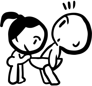 Girl peeking boy toilet sticker - TenStickers
