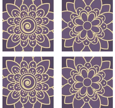 Floral paisley corner  tile transfer decal - TenStickers