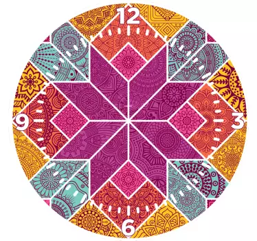 Clock wall sticker vibrant geometric design - TenStickers