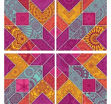Paisley mosaic tile transfer decal - TenStickers