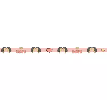 Hedgehog Couple Kissing wall border sticker - TenStickers
