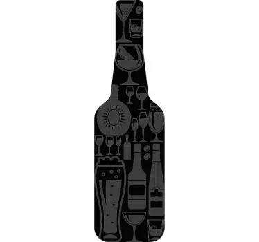 Wine bottle with cocktails drink wall decal - TenStickers