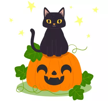 Cute Halloween cat halloween wall sticker - TenStickers