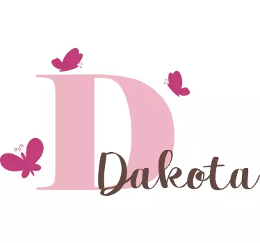 Customized name first letter and butterfly butterfly sticker - TenStickers