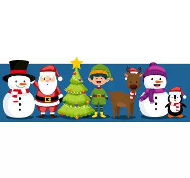 Festive Holiday Characters wall border sticker - TenStickers