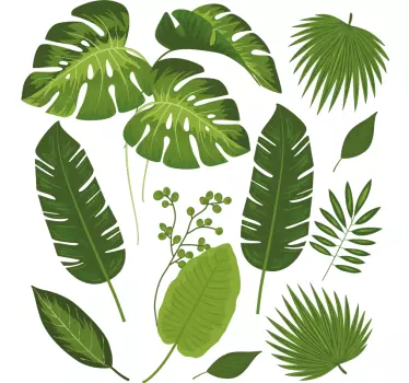 Variety of leaves plant wall decal - TenStickers