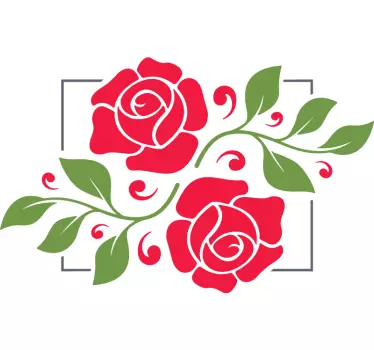 Romantic flowers frame mirror wall sticker - TenStickers