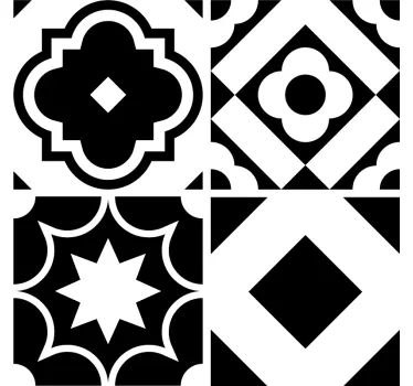 Black and white pattern tile sticker - TenStickers