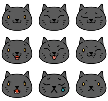 9 cute cartoon cats dog decal - TenStickers