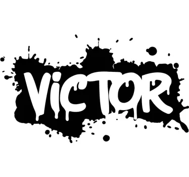Customised name graffiti paint splash kids room wall sticker - TenStickers