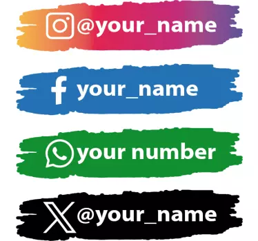 social media icons personalised sign sticker - TenStickers