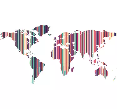World map wall sticker colorful striped design - TenStickers