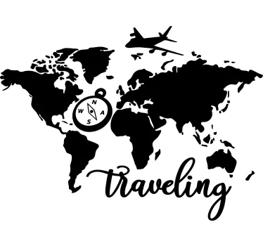 World map with personalized text map wall sticker - TenStickers