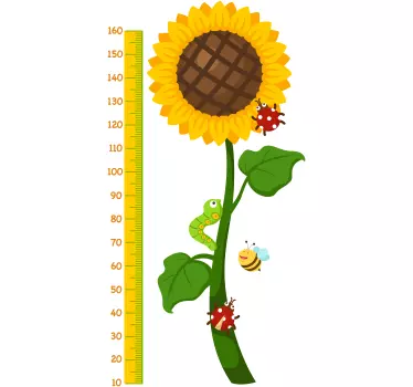 Meter wall with sunflower height chart sticker - TenStickers