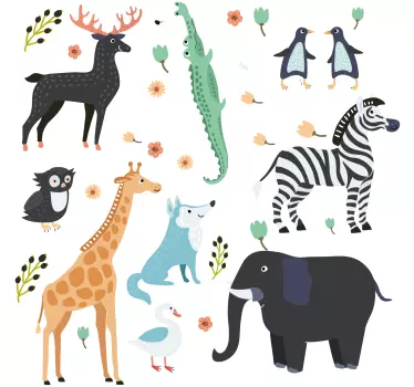 Happy animals in a park baby wall sticker - TenStickers