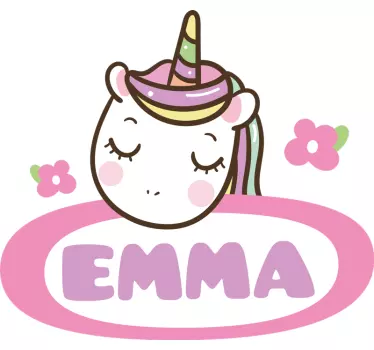 Kid name tag label with unicorn Kids Bedroom Wall Sticker - TenStickers