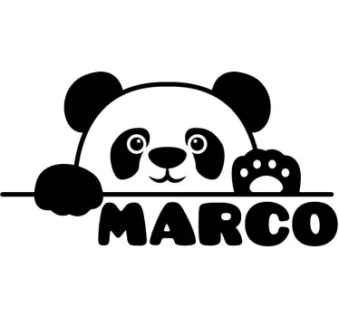 Custom name baby panda Kids room wall sticker - TenStickers
