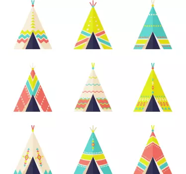 Pack of triangles with tents baby wall sticker - TenStickers