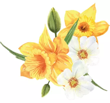 Yellow daffodil flower wall decal - TenStickers