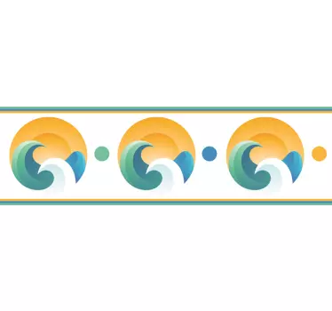Waves and circles wall border sticker - TenStickers