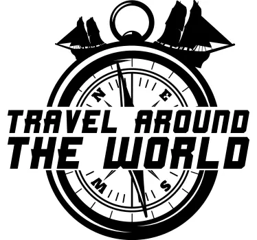 Travel around the world Compass Motorhome vintage travel stickers - TenStickers