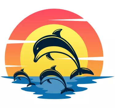 Dolphins at sunset campervan sticker - TenStickers