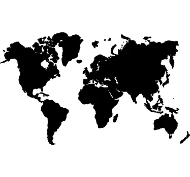 Mono colour world map wall sticker - TenStickers