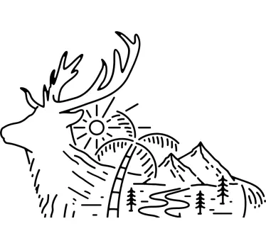 Motorhome geometric elk in forest Caravan decals - TenStickers