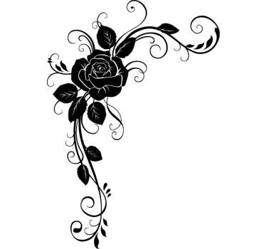 Rose Corner Flower Wall Sticker - TenStickers