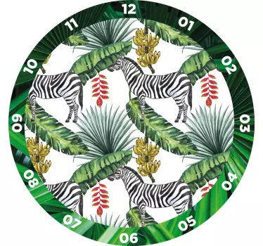 Zebra themed clock wall sticker - TenStickers