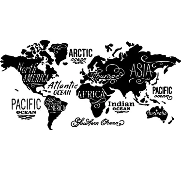Detailed world map wall sticker - TenStickers