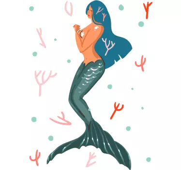 Shy mermaid shower sticker - TenStickers