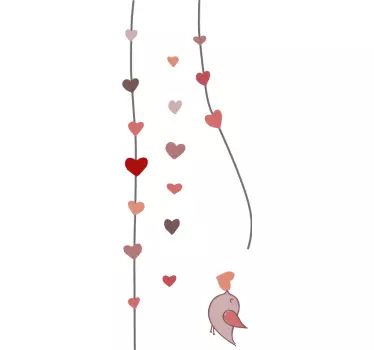 Kids Hearts Bird Wall Sticker - TenStickers