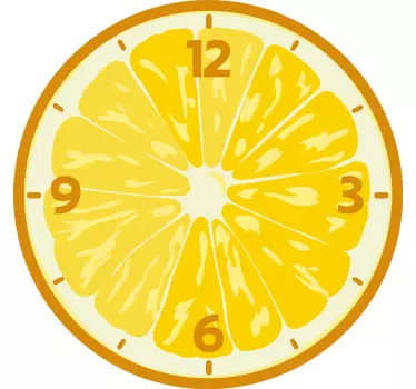 Clock wall sticker lime slice timepiece - TenStickers