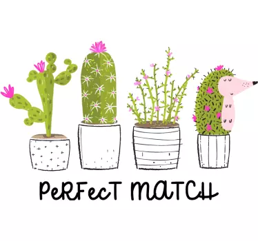 Perfect match cactuses flower wall decal - TenStickers